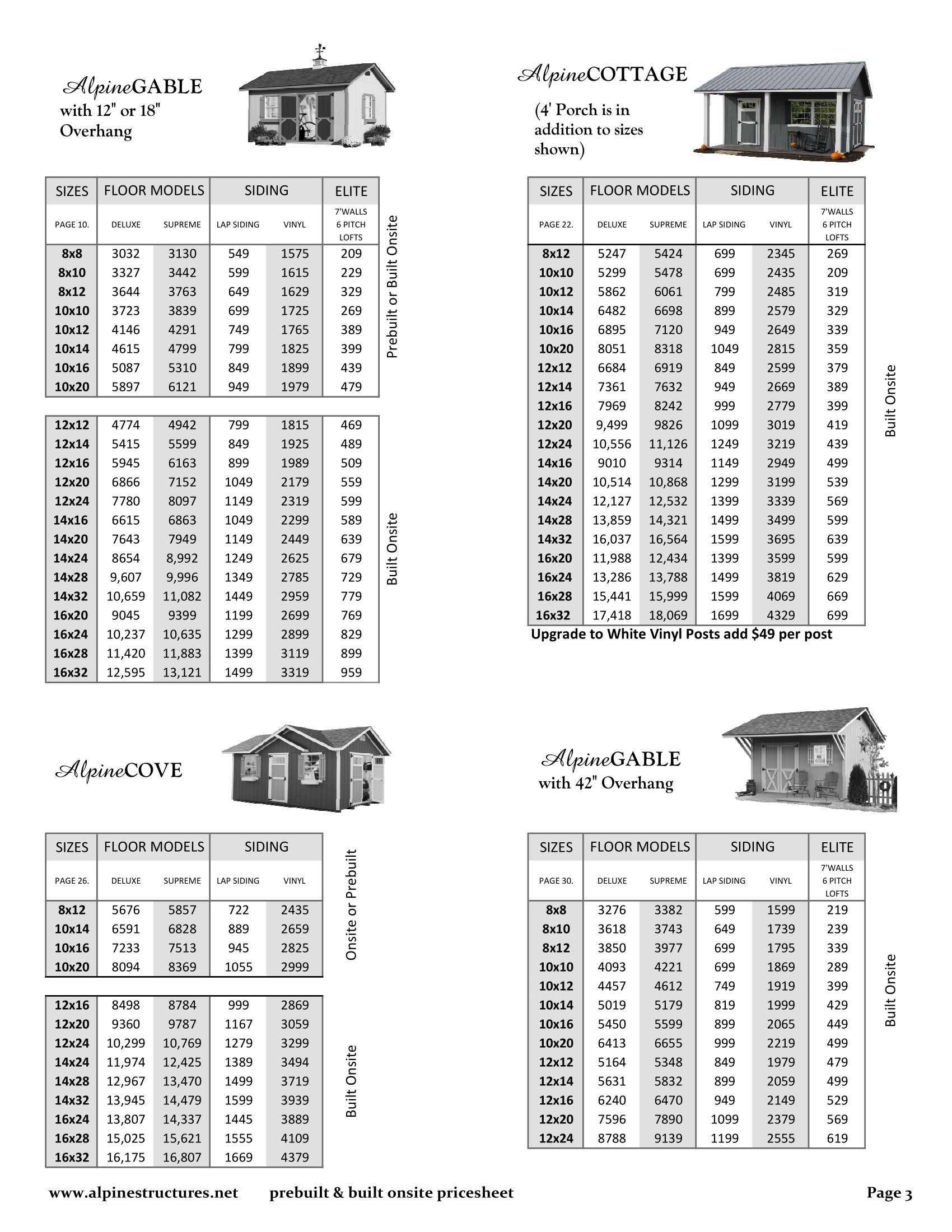 Pricesheet