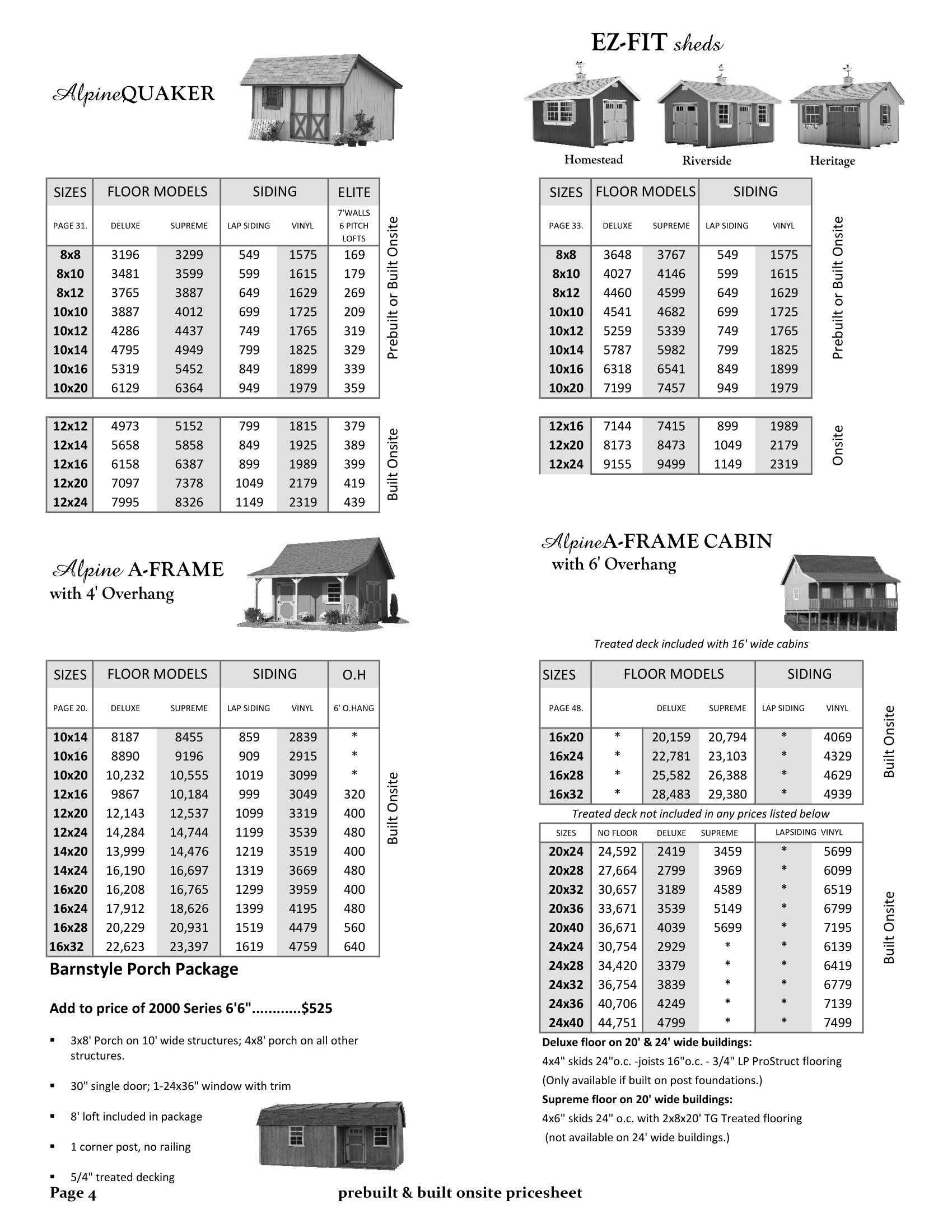 Pricesheet